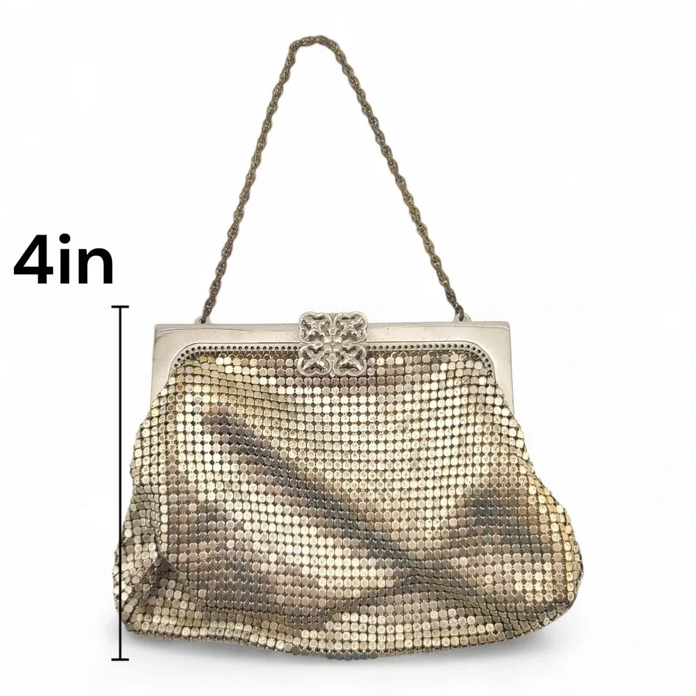 Vintage Whiting & Davis Silver Mesh Chain Strap Evening Purse Made in USA